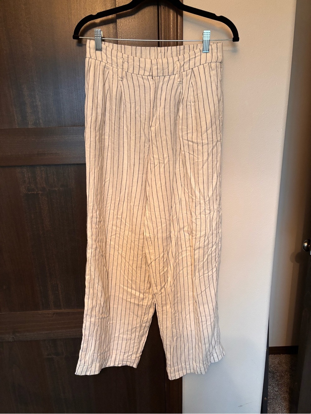 Target Cream Wide-Leg Pinstripe Trousers
